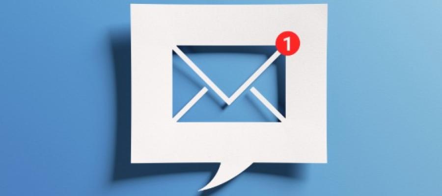 Email icon with a number 1 in the top right corner